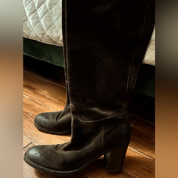 PRADA Milano brown suede, distressed, stamped boots - Picture 3 of 6